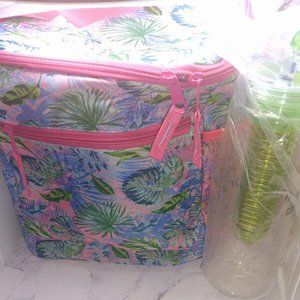 Lunch Bag/18 Can Cooler & Water Bottle With A fruit Infuser (Pink & Blue) NWT
